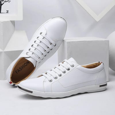 Heren Casual Leren Schoenen Modieuze Herenschoenen Minimalistisch Designer Herenschoenen Ademend Klassiek Veterschoenen Sportschoenen Boardschoen 40 wit