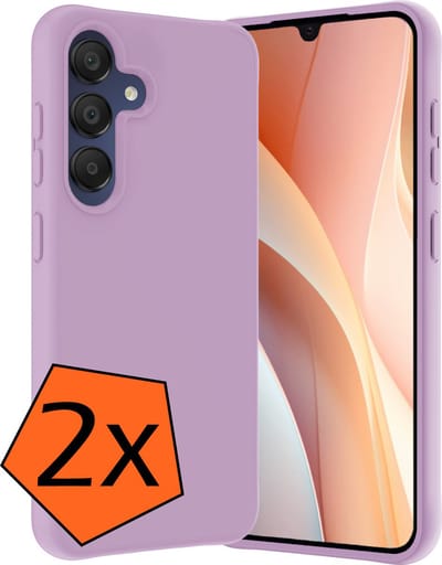 Hoes - 2 Stuks - Geschikt voor Samsung Galaxy A15 - Sterk & Shockproof - Case Siliconen - Back Cover - Telefoon Hoes - Lila