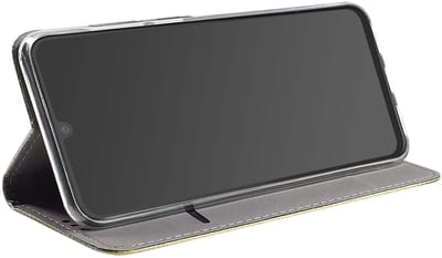 Jaym, Hoesje geschikt voor Samsung Galaxy A22 5G - Magnetisch Folio met Standaard, Goud