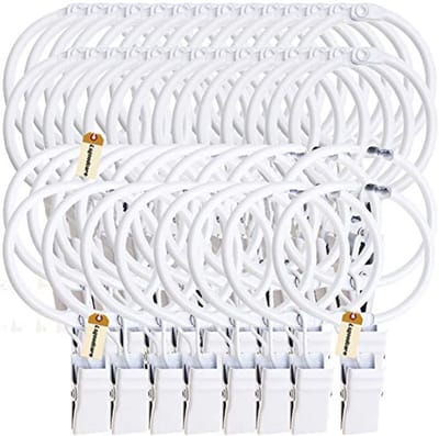 PromoHome Gordijnclips met Ringen Wit - 40 Stuks - Openbare Metalen Ringen 3,2 cm voor Gordijnroede tot 2,54 cm - Sterk en Roestvrij