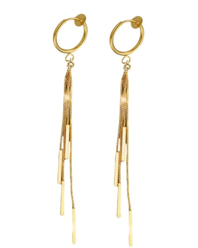 Klem oorbellen -lang -staafjes -goudkleur- geen gaatje- Charme Bijoux