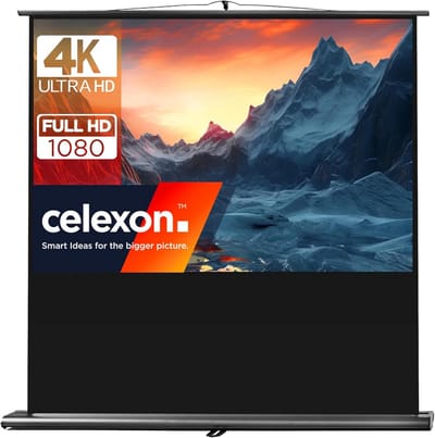 Projectiescherm Mobiel Met Telescoopstang 200x125 cm Zwarte Achterkant
