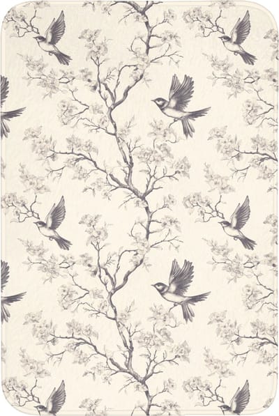 Badmat 60x90 cm - Antislip - Takken - Vogels - Beige - Badmatten voor badkamer - Badkamermat - Douchemat - Badkamer mat