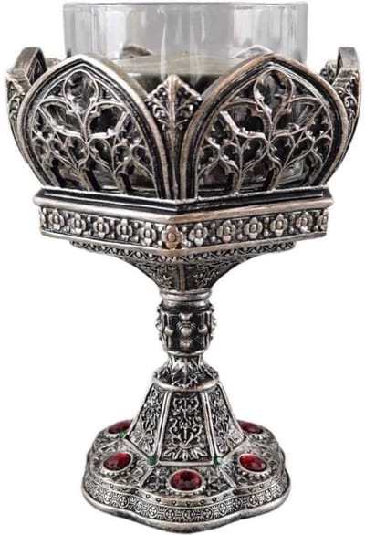 Veronese Design - Kathedraal Zeshoekige Kaarshouder - handbeschilderd - (hxbxd) ca. 15cm x 11cm x 10xcm