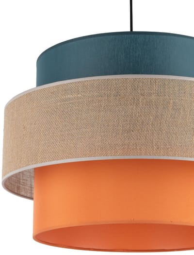 Licht-Erlebnisse - Aaron - Hanglamp - E27 - van - Metaal stof jute - in - Zwart natuur oranje groen
