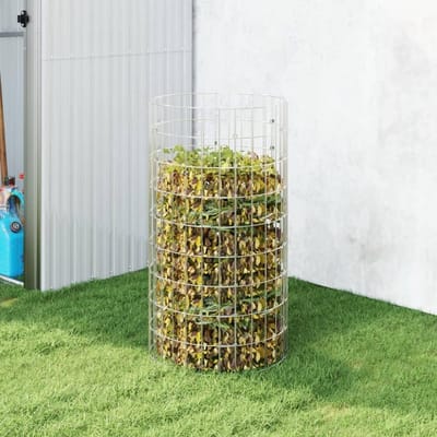 Compostbak Tuin - Compostcontainer Composter - Afval Verwerken - Roestvrij Weerbestendig - 50x100 cm - Zilver