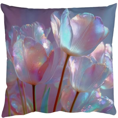 Sierkussens - Kussentjes Woonkamer - 50x50 cm - Tulpen - Glazen - Bloemblaadjes - Pasteltinten