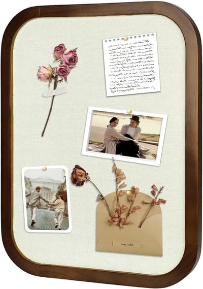 Prikbord van kurk met linnen, 33 x 43 cm, ideaal voor kantoor, school en thuis, decoratief en functioneel