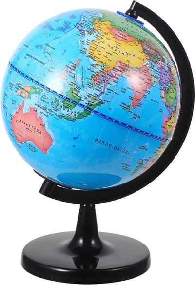 Wereldbol Decoratie - Draaiende Aardbol - Educatief Leren - Hoge Resolutie Kaart - 37 cm Hoog - Multicolor