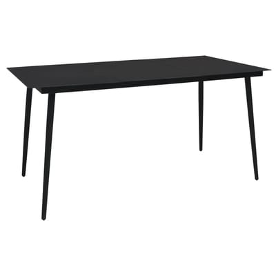 vidaXL - Tuintafel - 150x80x74 - cm - staal - en - glas - zwart