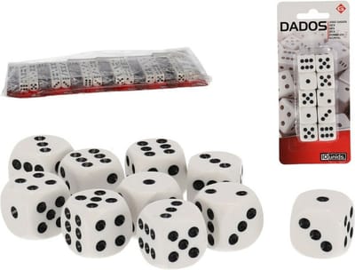 Gerimport Speelgoed spellen Dobbelstenen - wit - 10x stuks - kunststof - dobbe4len
