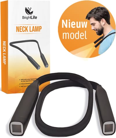 BrightLife Leeslampje voor boek - Neklamp voor in Bed - Dimbaar Leeslampje – USB Oplaadbaar - 3 Lichtstanden – Alternatief zonder Klem