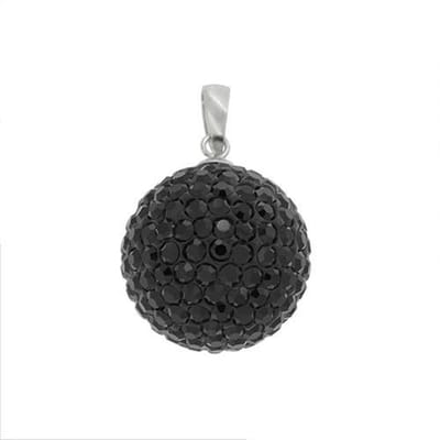 Blinx Jewels Zilveren Hanger Zwarte Bol Steentjes Strass