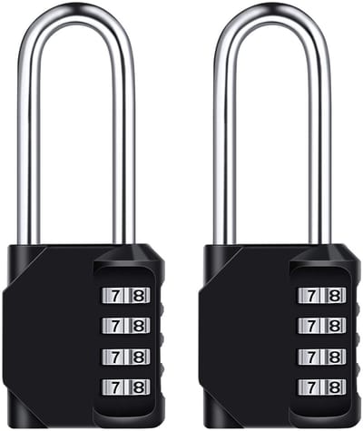 Cijferslot met 4-Cijferige Combinatie – Set van 2 – Lang Slot 6,25 cm – Voor Kluisjes, School, Sportschool & Reizen