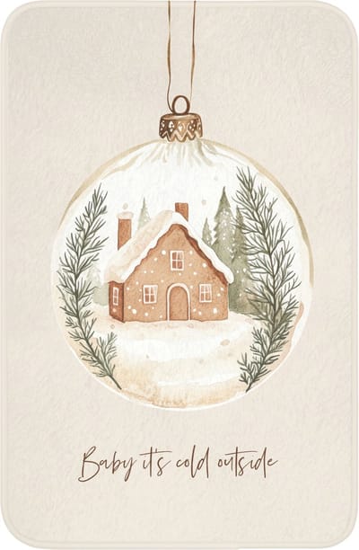 WC mat 40x60 cm - Antislip - Quote - Winter - Kerst - Beige - Kerstbal - Toiletmat - Vloermat - Douchemat - Toilet tapijt - Toiletmatten
