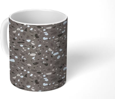 Mok - Koffiemok - Terrazzo - Patroon - Grijs - Mokken - 350 ML - Beker - Koffiemokken - Theemok
