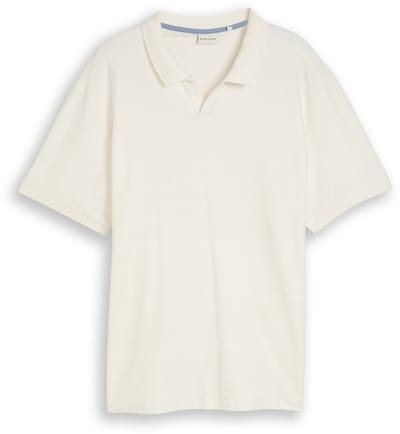 Tom Tailor - Plus Size - Poloshirt met ottomanstructuur - Maat 2XL - Gardenia White