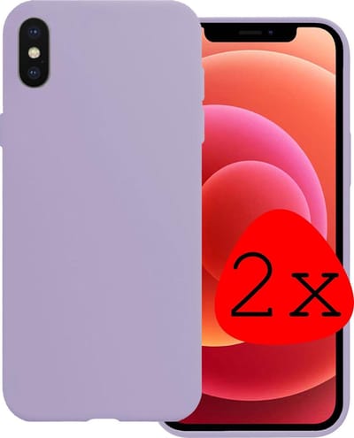Hoes Geschikt voor iPhone X Hoesje Siliconen Back Cover Case - Hoesje Geschikt voor iPhone X Hoes Cover Hoesje - Lila - 2 Stuks