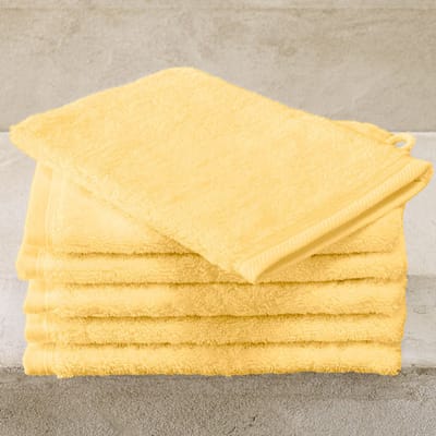 De Witte Lietaer Washandjes Contessa Butter Yellow - 6 stuks - 16 x 21 cm - Geel - Katoen