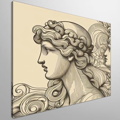 Line art dikke dames schilderij | Vrolijke rondingen: een lijnenspel van volle vrouwen in kunst | Kunst - 40x40 centimeter op Canvas | Foto op Canvas