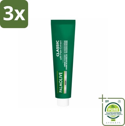 3 x Palmolive Men Scheercrème Classic 100 ml - Grootverpakking - Scheerkrème - Mannelijke Huid - Scheerbeurt - Frisheid - Hydratatie
