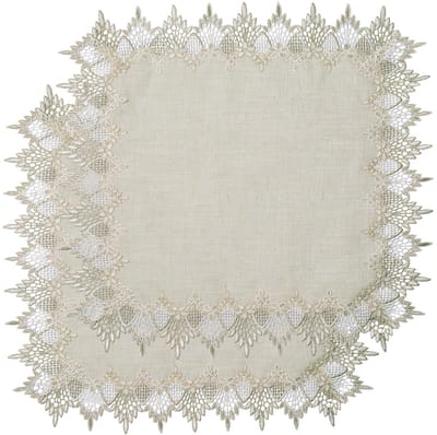 Dailygoods- Tafelkleed 2 stuks - 60 x 60 cm - Kanten Rand - Linnen - Decoratie - Geschikt voor Eetkamer/Keuken - Tafelmat