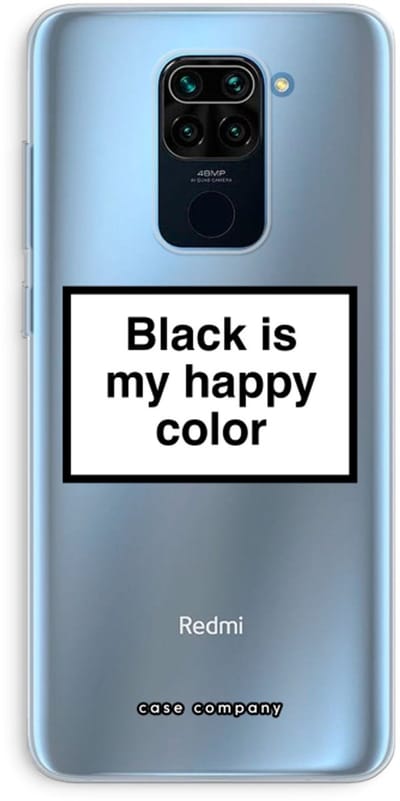 Case Company® - Hoesje geschikt voor Xiaomi Redmi Note 9 hoesje - Black is my happy color - Soft Cover Telefoonhoesje - Bescherming aan alle Kanten en Schermrand