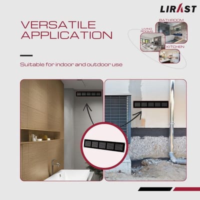 Ventilatierooster 500x100 mm Metaal Zwart met Insectenbescherming