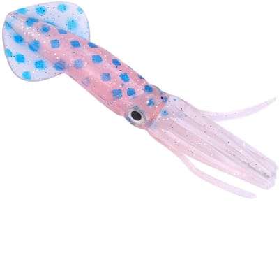 Allecto - Kunstmatige Vissen Lokt - Bionische Octopus Lokken - Levensechte Vorm - Lichtgevende Aas - Geschikt voor Zee Vissen - Kleur Pink & Blue Dot