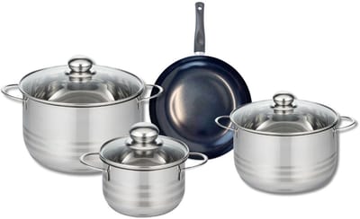 Set van 1 Koekenpan 20 cm en 3 kookpotten 16, 20 en 24 cm Elo Prima Glanzend