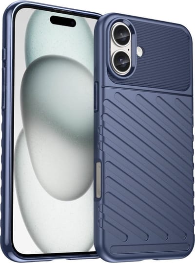 Coverup Hoesje - Geschikt voor iPhone 16 Hoesje - Coverup Rugged Shield TPU Back Cover - Blauw