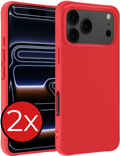 Hoesje - 2 Stuks - Geschikt voor iPhone 17 Pro / 18 Pro - Sterk & Shockproof - Telefoonhoes - Back Cover - Case Siliconen - Telefoon Hoes - Rood