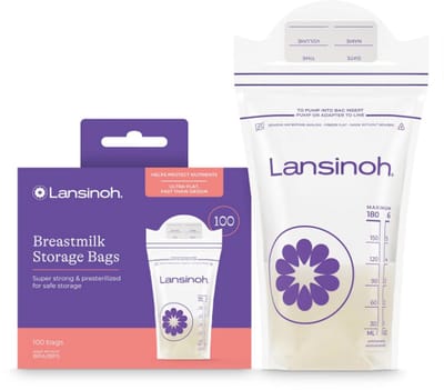Lansinoh Moedermelk Bewaarzakjes 100 Stuks – BPA-vrij, Lekvrij, Snel Invriezen & Ontdooien – Extra Sterke Moedermelk Zakjes 180 ml – Baby Voeding & Borstvoeding Accessoire