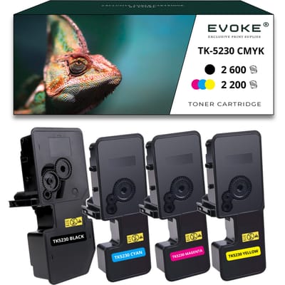 Evoke Compatibele Toner voor Kyocera Tk-5230 Tk5230 Tk5230K Tk5230C Tk5230M Tk5230Y 4X Cmyk: Zwart, Cyaan, Magenta, Geel 9200 Pagina's Ecosys M5521 M5521Cdn M5521Cdw P5021 P5021Cdn P5021Cdw