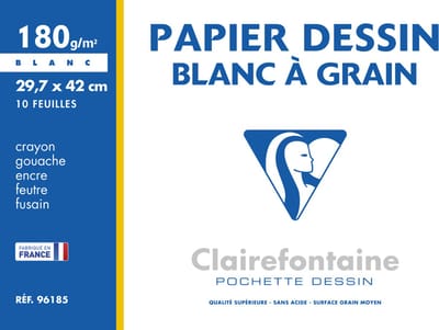 Clairefontaine tekenpapier 'Blanc à Grain', actiepakket