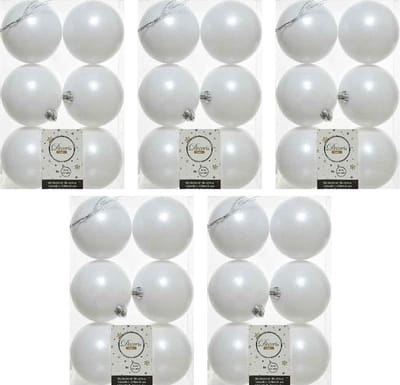 Decoris Kerstballen - 30x st - wit - D8 cm - kunststof - mat/glans - kerstversiering