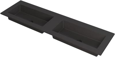 Ink Kraft dubbele meubelwastafel 160x45cm - zonder kraangat - Quartz zwart