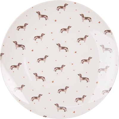 Clayre & Eef Dinerbord Ø 26 cm Beige Bruin Porselein Teckels