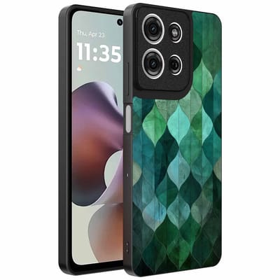 Geschikt voor Motorola Moto G56 Telefoonhoesje met Groene Bladeren Opdruk - TPU Backcover Case Green Leafs Design - Groen - Smartphonica geschikt voor Motorola Moto G56