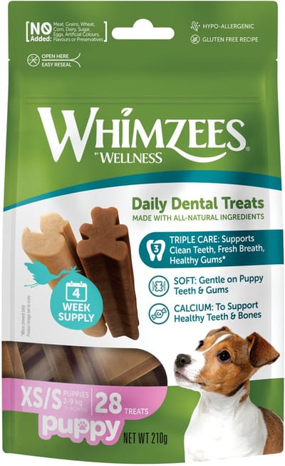 2x 210 g Whimzees Wellness Sticks voor puppy's maat XS/S (56 stuks) hondensnacks
