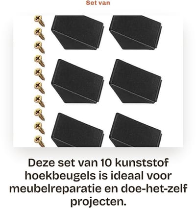 Dailygoods- Hoekbeugels 90 Graden - Kunststof Plankbeugels - 10 Stuks - Afdekkap - Meubelreparatie - Schone Afwerking