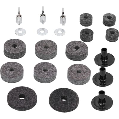 Lot de 21 tubes de support d'embrayage en feutre pour cymbales, accessoires pour tambours, avec écrou à oreilles en acier inoxydable gray