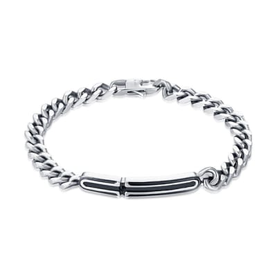 Twice As Nice Armband in edelstaal, gourmet, centraal motief met zwart steentje 21cm