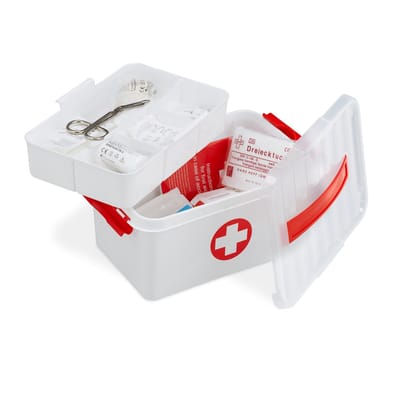 verbanddoos - EHBO kist voor medicamenten - kunststof - 14,5 x 30 x 21 cm - wit