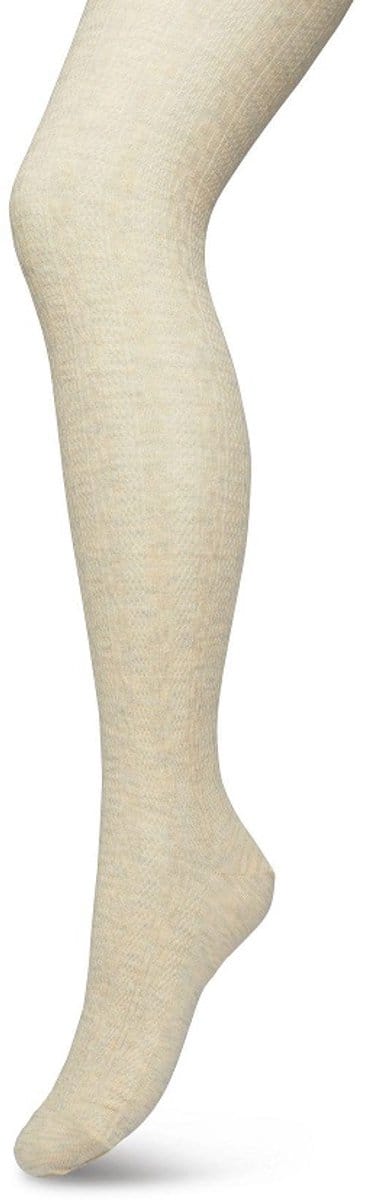 Bonnie Doon Bio Kabel Maillot Dames Zand maat S/M - Ingebreid Kabel patroon - Biologisch Katoen - Uitstekend draagcomfort - Classic Cable Tights - OEKO-TEX - Gladde Naden - Klassiek - Crème - Sand Melee - BP211903.343