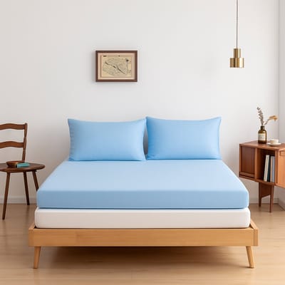 Bamboe hoeslaken Sky Blue 140x200 cm – Topdekmatras hoeslaken, zacht, ademend & hypoallergeen | Boomba Bamboo®