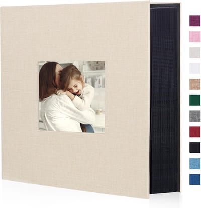 Fotoalbum 10 x 15, 1000 linnen album slip in grote capaciteit voor familie, trouwdag, album, boek, 1000 horizontale en verticale foto's van 10 x 15 cm, beige