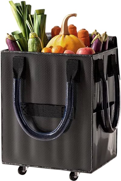 Opvouwbare Winkelwagen Tas – Lange Handgreep, Boodschappentas voor Shopping, Reis, Outdoor, Zakelijk en Bagage - Zwart