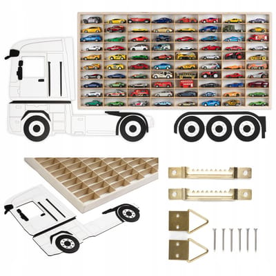 Houten Speelgoed Auto Organizer met 80 Vakjes - Perfect voor Hot Wheels