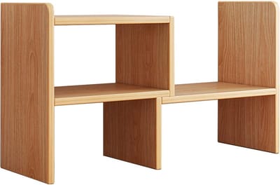 Boekenplank Organizer - Bureau Opberger - Bureau Organiseren - Vrijstaande Rotatie - 50 x 15 x 32 cm - Houtkleur